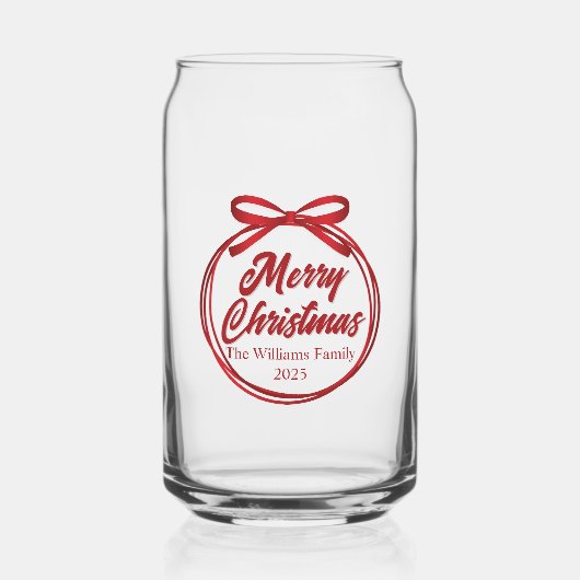 Chic Merry Christmas Red Ribbon Bow Custom Blikvorm Glas (Voorkant)
