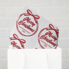 Chic Merry Christmas Script Red Ribbon Bow Tissuepapier