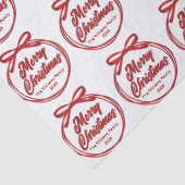 Chic Merry Christmas Script Red Ribbon Bow Tissuepapier (Detail)