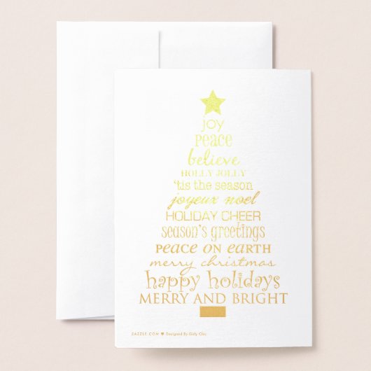Chic Merry Christmas Tree Woorden Folie Kaarten (Met envelop)