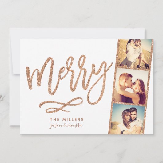 Chic Merry Glitter Photo Booth Film Strip Holiday Feestdagenkaart (Voorkant)