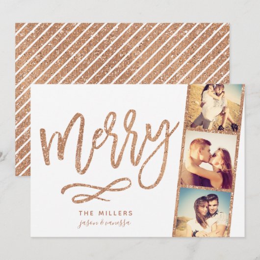 Chic Merry Glitter Photo Booth Film Strip Holiday Feestdagenkaart (Voorkant / Achterkant)