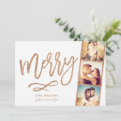 Chic Merry Glitter Photo Booth Film Strip Holiday Feestdagenkaart (Staand voorkant)