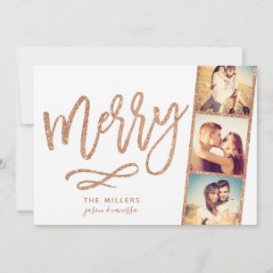 Chic Merry Glitter Photo Booth Film Strip Holiday Feestdagenkaart