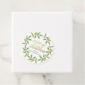 Chic Merry kerst Holly Wreath | Gold Script Bedankjes Labels (In situ)