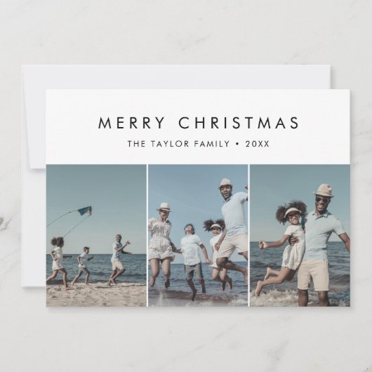 Chic Merry kerstjaar in Review 4 Foto Feestdagenkaart (Voorkant)