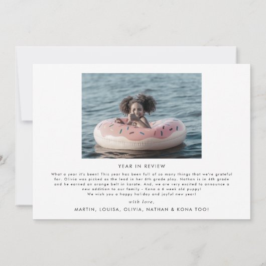 Chic Merry kerstjaar in Review 4 Foto Feestdagenkaart (Achterkant)