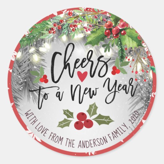 Chic Merry-kerstmannen naar een nieuwjaars groet Ronde Sticker (Voorkant)