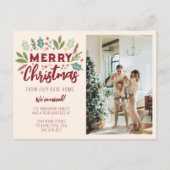 Chic Merry Kerstmis vanaf New Home Photo Moving Aankondigingskaart (Voorkant)