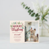 Chic Merry Kerstmis vanaf New Home Photo Moving Aankondigingskaart (Staand voorkant)
