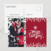 Chic Merry Kersttypografie Gold Pine Foto Uitnodiging Briefkaart (Voorkant / Achterkant)