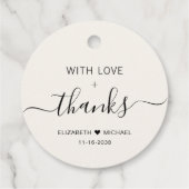 Chic met liefde crème trouwkaart bedankt bedankjes labels (Achterkant)