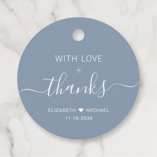 Chic met liefde Dusty Blue Wedding Bedankt Bedankjes Labels (Achterkant)