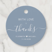 Chic met liefde Dusty Blue Wedding Bedankt Bedankjes Labels (Voorkant)