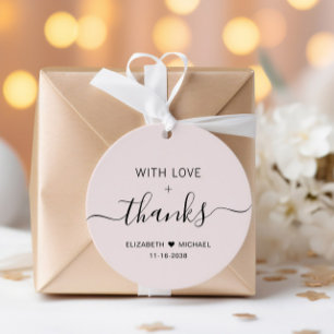 Chic met liefde Roze bruiloft Dank u Bedankjes Labels