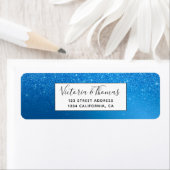 Chic metallic blue folie glitter ombre etiket (Insitu)