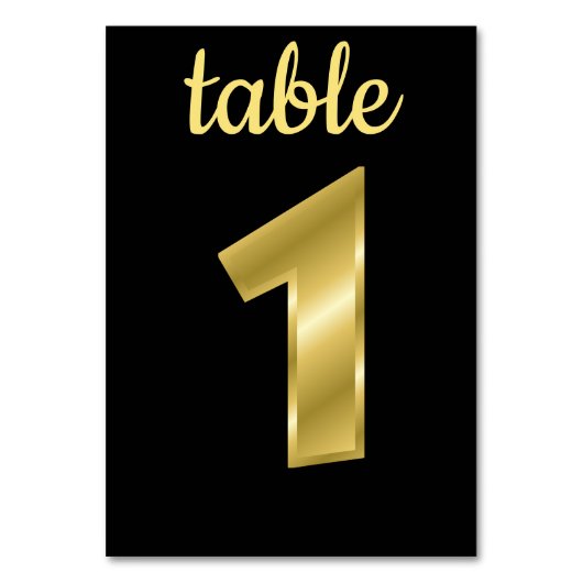 Chic Metallic Gold Black Table Number1 Kaart (Voorkant)