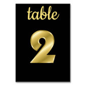 Chic Metallic Gold Black Table Number 2 Kaart (Achterkant)