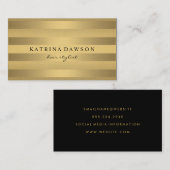 Chic Metallic Gold met subtiele stripes Visitekaartje (Voorkant / Achterkant)