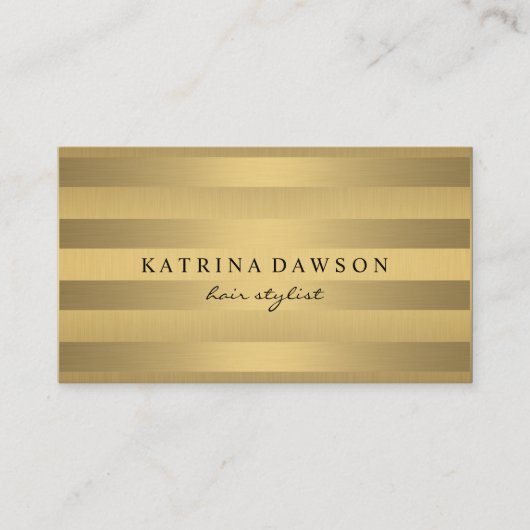 Chic Metallic Gold met subtiele stripes Visitekaartje (Voorkant)