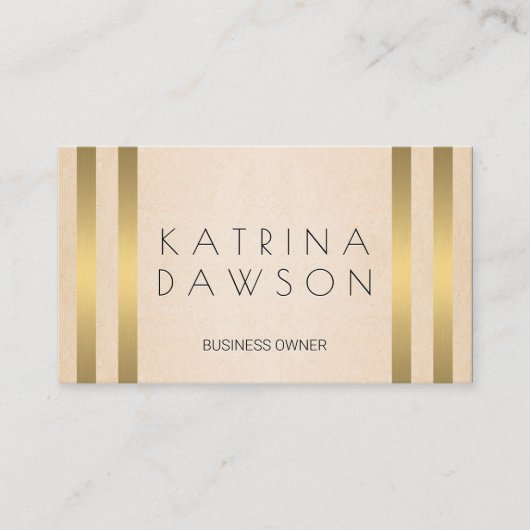 Chic Metallic Gold Stripes | Achtergrond textiel Visitekaartje (Voorkant)
