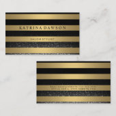 Chic Metallic Gold Stripes Confetti Glow Visitekaartje (Voorkant / Achterkant)