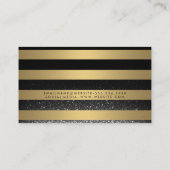 Chic Metallic Gold Stripes Confetti Glow Visitekaartje (Achterkant)