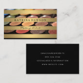 Chic Metallic Gold Stripes Makeup Palette Visitekaartje (Voorkant / Achterkant)