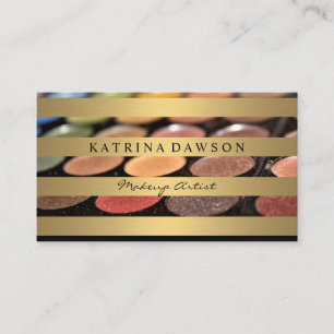 Chic Metallic Gold Stripes Makeup Palette Visitekaartje