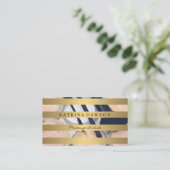 Chic Metallic Gold Stripes Makeup Palette Visitekaartje (Staand voorkant)