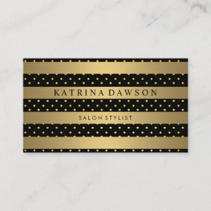 Chic Metallic Gold Stripes met pooldots Visitekaartje