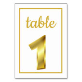 Chic Metallic Gold Table Number 1 Kaart (Achterkant)
