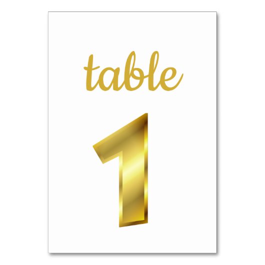 Chic Metallic Gold Table Number 1 Kaart (Achterkant)