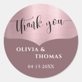 Chic Metallic Roos Gold Script Wedding Bedankt Ronde Sticker