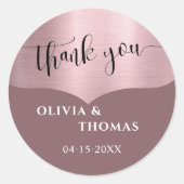 Chic Metallic Roos Gold Script Wedding Bedankt Ronde Sticker (Voorkant)