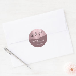 Chic Metallic Roos Gold Script Wedding Bedankt Ronde Sticker