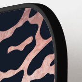 Chic Metallic Roze Goud & Zwart Luipaardprint Pickleball Paddle (Links Detail)
