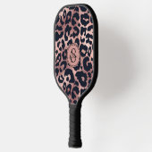 Chic Metallic Roze Goud & Zwart Luipaardprint Pickleball Paddle (Links)