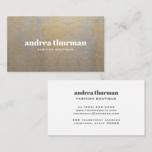 Chic Metallic Silver Satin Gold professional Visitekaartje (Voorkant / Achterkant)