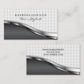 Chic Metallic Weave Pattern Silver Metallic Visitekaartje (Voorkant / Achterkant)