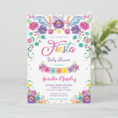 Chic Mexican Floral Flowers Fiesta Baby shower   Kaart (Staand voorkant)