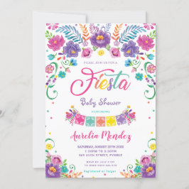 Chic Mexican Floral Flowers Fiesta Baby shower   Kaart