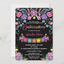 Chic Mexican Floral Quinceañera 15 Anos Birthday Kaart