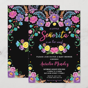 Chic Mexican Floral Señorita Baby shower Girl Kaart