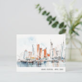 Chic Miami Florida Silhouette Aquarel Reis Briefkaart (Staand voorkant)