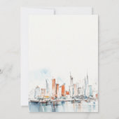 Chic Miami Florida Skyline Waterverf bruiloft Bedankkaart (Achterkant)