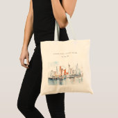 Chic Miami Florida Skyline Waterverf bruiloft Tote Bag (Voorkant (product))
