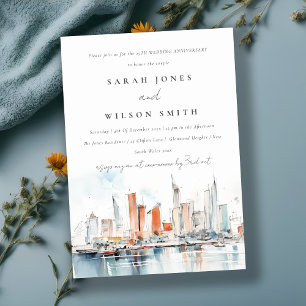 Chic Miami Florida Skyline Wedding Jubileum Kaart