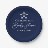 Chic Midnight Blue Baby shower Gepersonaliseerde P Papieren Bordje (Voorkant)