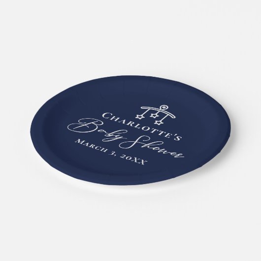 Chic Midnight Blue Baby shower Gepersonaliseerde P Papieren Bordje (Gekanteld)